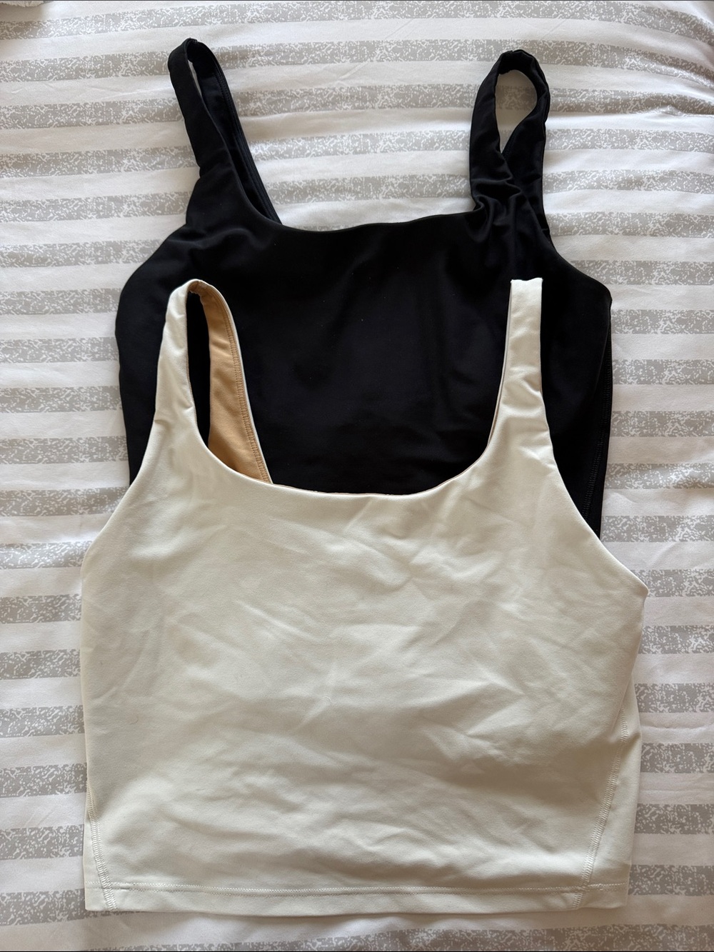 Old Navy Two-Pack Scoop Tank Tops in Black and Cream